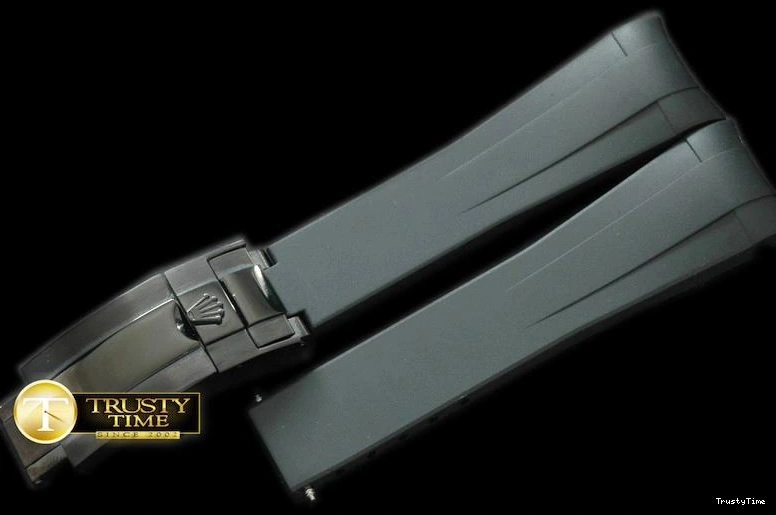 0315 ROLACC009 – Black Rubber Strap 20 18 with PVD Insignia Clasp Casual 834